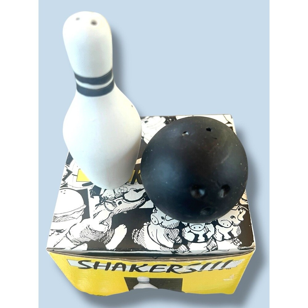 VTG Pin & Ball Salt and Pepper Shaker Bowling Themed Porcelain Albert E. Price